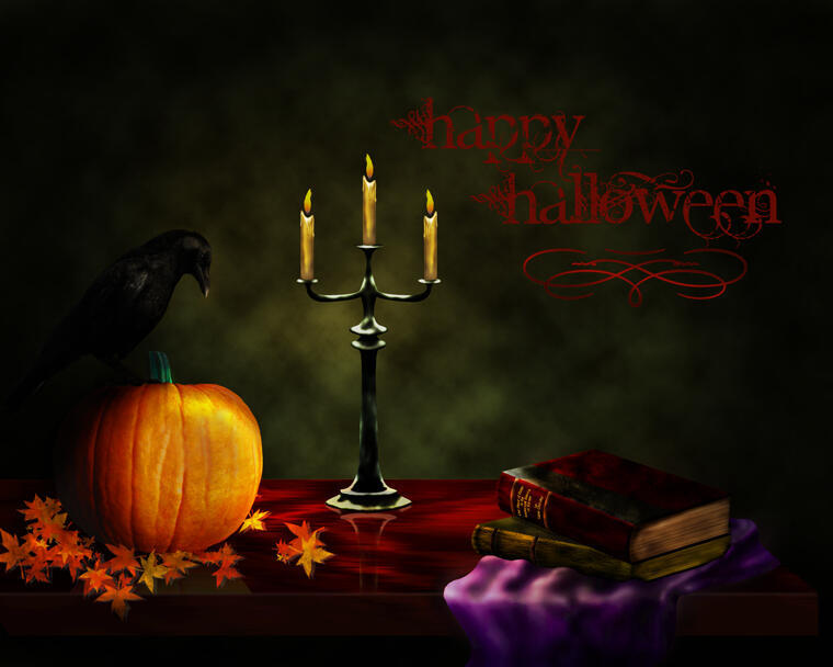 Halloween themed image created using Photoshop textures and shape elements, no stock imagery