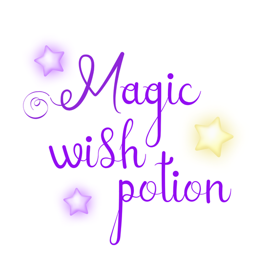 mug design with stars and words "magic wish potion"